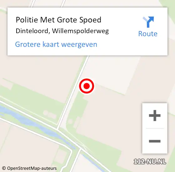 Locatie op kaart van de 112 melding: Politie Met Grote Spoed Naar Dinteloord, Willemspolderweg op 8 februari 2024 22:19