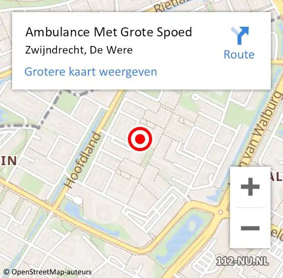 Locatie op kaart van de 112 melding: Ambulance Met Grote Spoed Naar Zwijndrecht, De Were op 8 februari 2024 22:57