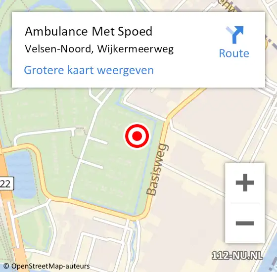 Locatie op kaart van de 112 melding: Ambulance Met Spoed Naar Velsen-Noord, Wijkermeerweg op 8 februari 2024 23:02
