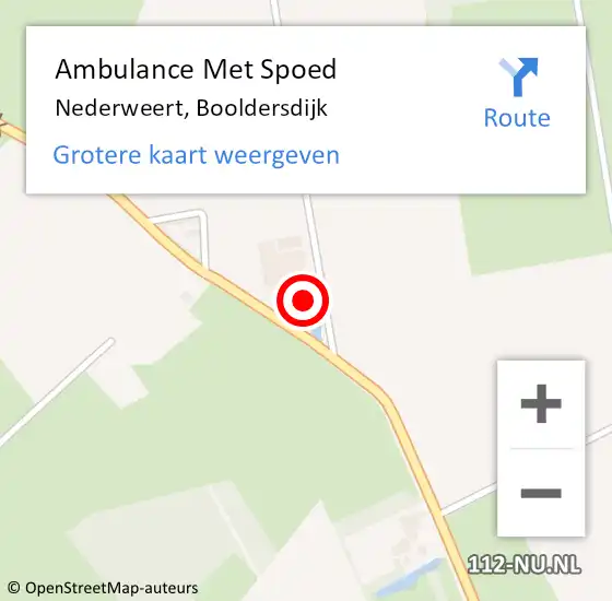 Locatie op kaart van de 112 melding: Ambulance Met Spoed Naar Nederweert, Booldersdijk op 8 februari 2024 23:11