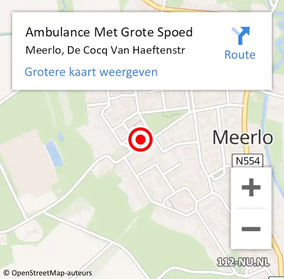 Locatie op kaart van de 112 melding: Ambulance Met Grote Spoed Naar Meerlo, De Cocq Van Haeftenstr op 25 september 2014 08:57