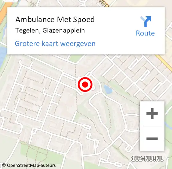 Locatie op kaart van de 112 melding: Ambulance Met Spoed Naar Tegelen, Glazenapplein op 25 september 2014 08:59