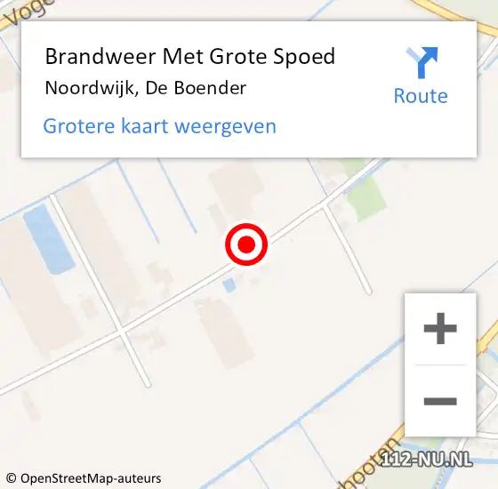 Locatie op kaart van de 112 melding: Brandweer Met Grote Spoed Naar Noordwijk, De Boender op 9 februari 2024 00:09