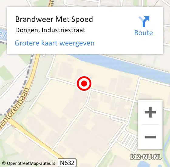 Locatie op kaart van de 112 melding: Brandweer Met Spoed Naar Dongen, Industriestraat op 9 februari 2024 00:17
