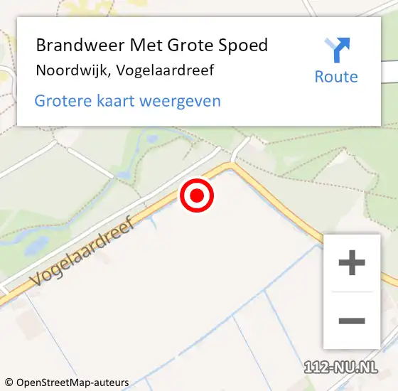 Locatie op kaart van de 112 melding: Brandweer Met Grote Spoed Naar Noordwijk, Vogelaardreef op 9 februari 2024 00:22