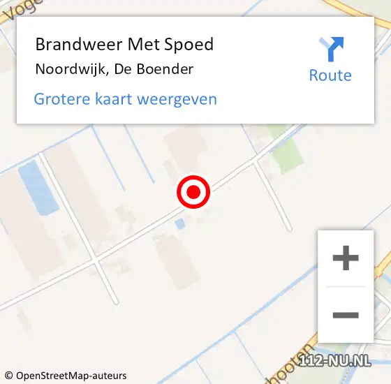 Locatie op kaart van de 112 melding: Brandweer Met Spoed Naar Noordwijk, De Boender op 9 februari 2024 00:26