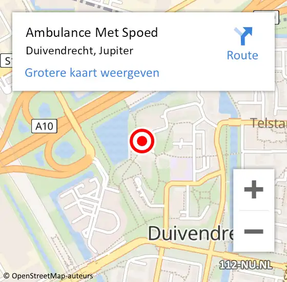 Locatie op kaart van de 112 melding: Ambulance Met Spoed Naar Duivendrecht, Jupiter op 9 februari 2024 00:32