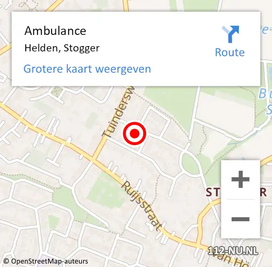 Locatie op kaart van de 112 melding: Ambulance Helden, Stogger op 25 september 2014 09:04