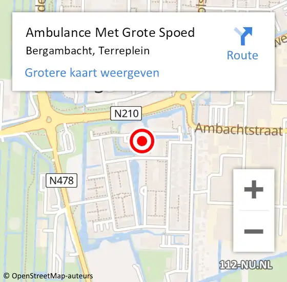 Locatie op kaart van de 112 melding: Ambulance Met Grote Spoed Naar Bergambacht, Terreplein op 9 februari 2024 03:00