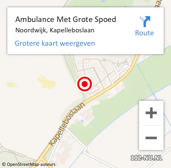 Locatie op kaart van de 112 melding: Ambulance Met Grote Spoed Naar Noordwijk, Kapelleboslaan op 9 februari 2024 03:56