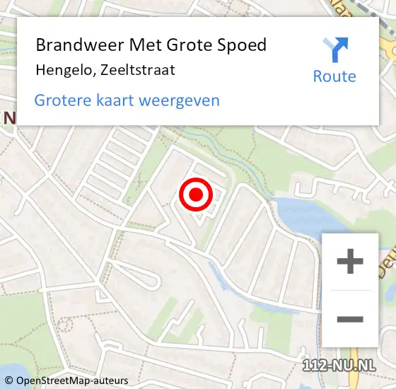 Locatie op kaart van de 112 melding: Brandweer Met Grote Spoed Naar Hengelo, Zeeltstraat op 9 februari 2024 04:08