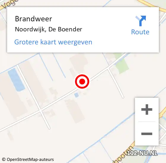 Locatie op kaart van de 112 melding: Brandweer Noordwijk, De Boender op 9 februari 2024 04:12