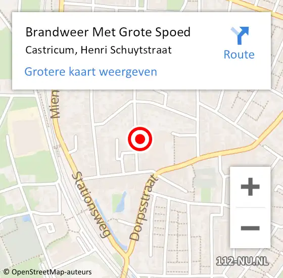 Locatie op kaart van de 112 melding: Brandweer Met Grote Spoed Naar Castricum, Henri Schuytstraat op 9 februari 2024 04:35