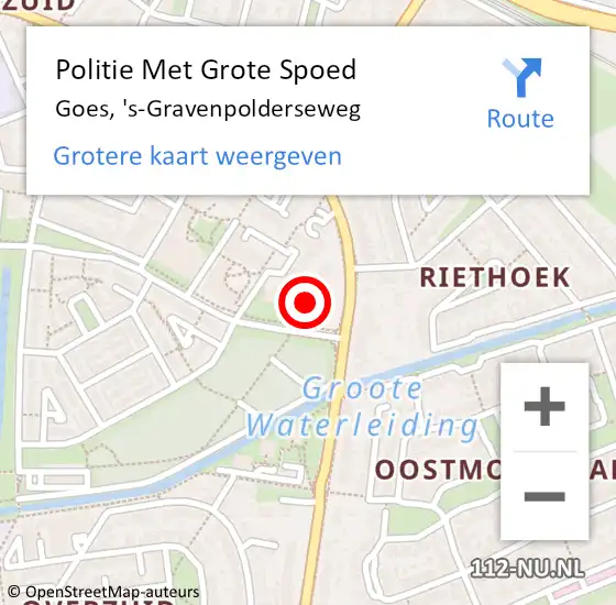 Locatie op kaart van de 112 melding: Politie Met Grote Spoed Naar Goes, 's-Gravenpolderseweg op 9 februari 2024 05:02