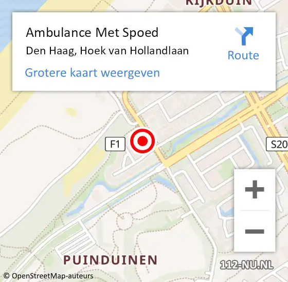 Locatie op kaart van de 112 melding: Ambulance Met Spoed Naar Den Haag, Hoek van Hollandlaan op 9 februari 2024 05:15