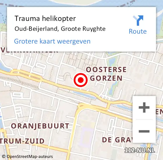 Locatie op kaart van de 112 melding: Trauma helikopter Oud-Beijerland, Groote Ruyghte op 9 februari 2024 06:15
