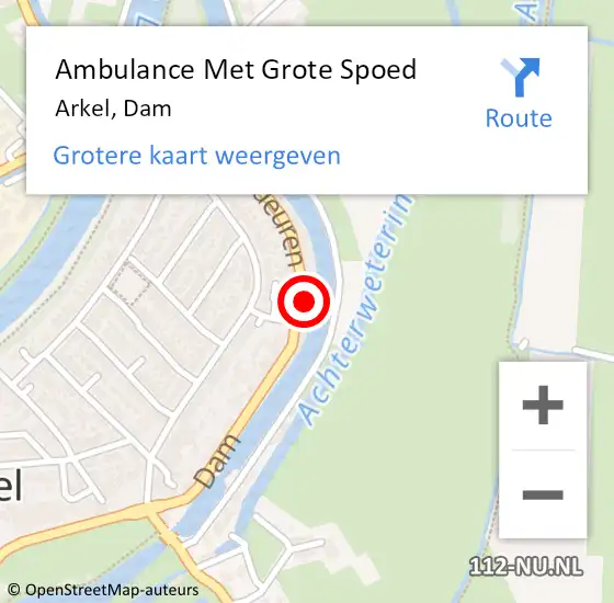 Locatie op kaart van de 112 melding: Ambulance Met Grote Spoed Naar Arkel, Dam op 9 februari 2024 07:31