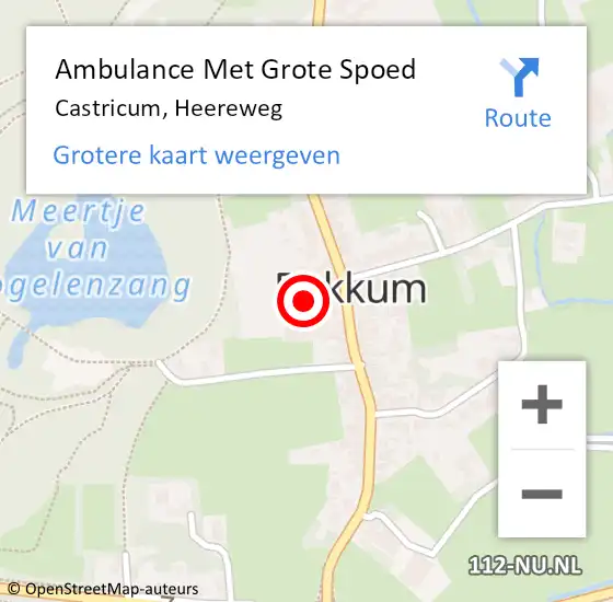 Locatie op kaart van de 112 melding: Ambulance Met Grote Spoed Naar Castricum, Heereweg op 9 februari 2024 08:01