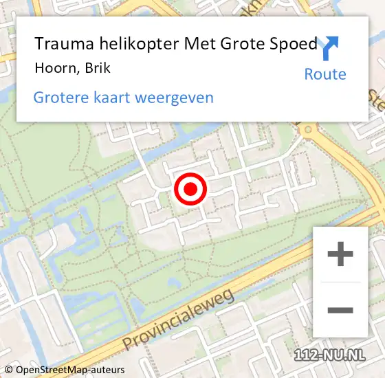 Locatie op kaart van de 112 melding: Trauma helikopter Met Grote Spoed Naar Hoorn, Brik op 9 februari 2024 08:14