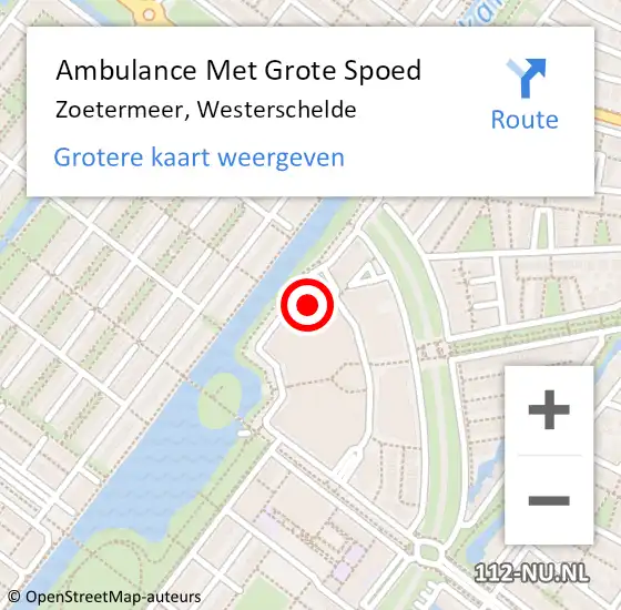 Locatie op kaart van de 112 melding: Ambulance Met Grote Spoed Naar Zoetermeer, Westerschelde op 9 februari 2024 08:18