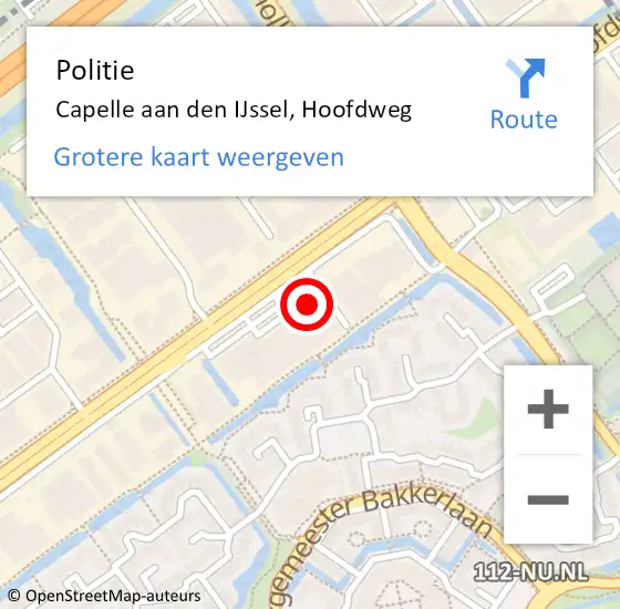Locatie op kaart van de 112 melding: Politie Capelle aan den IJssel, Hoofdweg op 9 februari 2024 08:29