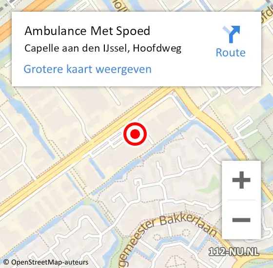 Locatie op kaart van de 112 melding: Ambulance Met Spoed Naar Capelle aan den IJssel, Hoofdweg op 9 februari 2024 08:30