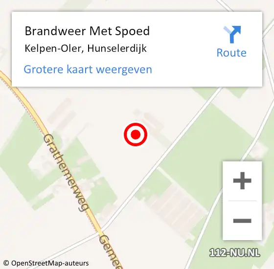 Locatie op kaart van de 112 melding: Brandweer Met Spoed Naar Kelpen-Oler, Hunselerdijk op 9 februari 2024 08:30