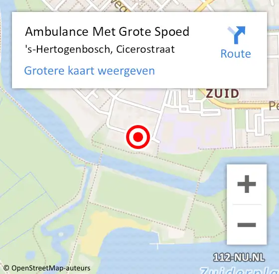 Locatie op kaart van de 112 melding: Ambulance Met Grote Spoed Naar 's-Hertogenbosch, Cicerostraat op 25 september 2014 09:22