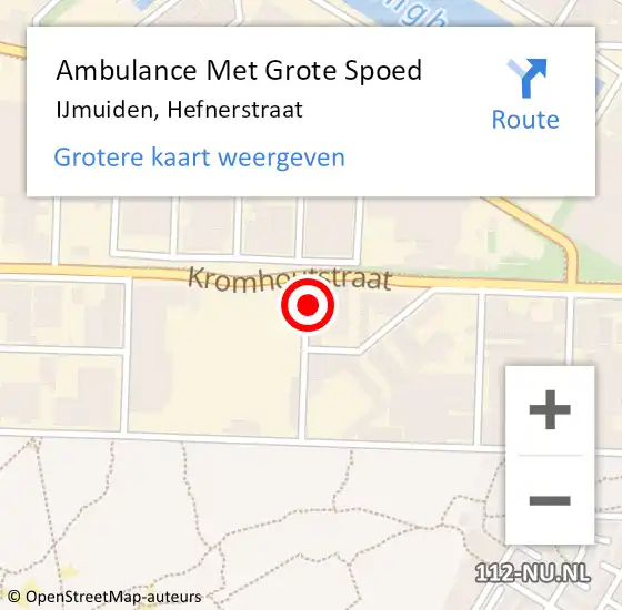 Locatie op kaart van de 112 melding: Ambulance Met Grote Spoed Naar IJmuiden, Hefnerstraat op 9 februari 2024 08:48