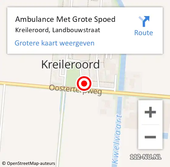 Locatie op kaart van de 112 melding: Ambulance Met Grote Spoed Naar Kreileroord, Landbouwstraat op 9 februari 2024 08:49