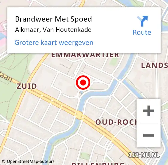 Locatie op kaart van de 112 melding: Brandweer Met Spoed Naar Alkmaar, Van Houtenkade op 9 februari 2024 08:54