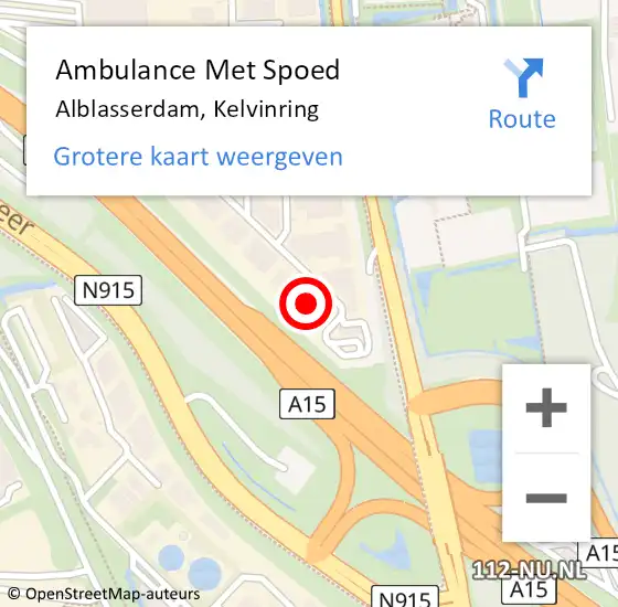Locatie op kaart van de 112 melding: Ambulance Met Spoed Naar Alblasserdam, Kelvinring op 9 februari 2024 09:22