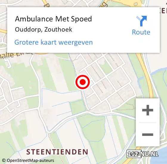 Locatie op kaart van de 112 melding: Ambulance Met Spoed Naar Ouddorp, Zouthoek op 9 februari 2024 09:34