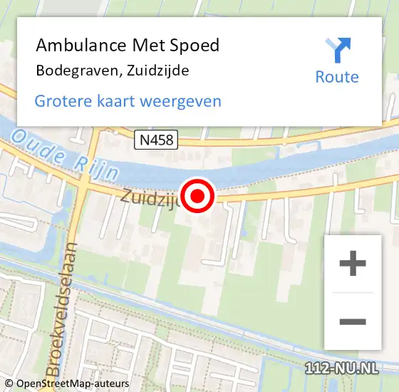 Locatie op kaart van de 112 melding: Ambulance Met Spoed Naar Bodegraven, Zuidzijde op 9 februari 2024 09:48