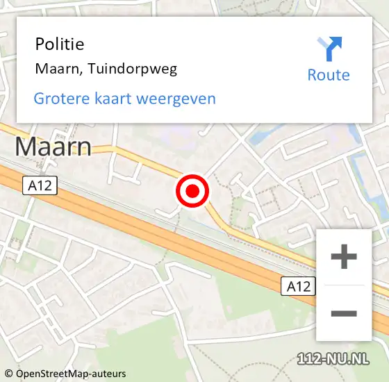 Locatie op kaart van de 112 melding: Politie Maarn, Tuindorpweg op 25 september 2014 09:28