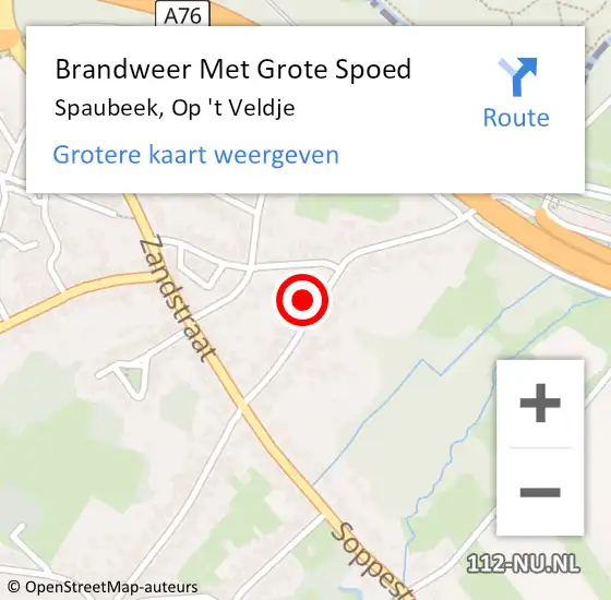 Locatie op kaart van de 112 melding: Brandweer Met Grote Spoed Naar Spaubeek, Op 't Veldje op 9 februari 2024 11:00