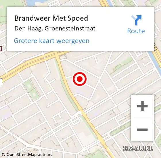 Locatie op kaart van de 112 melding: Brandweer Met Spoed Naar Den Haag, Groenesteinstraat op 9 februari 2024 11:07