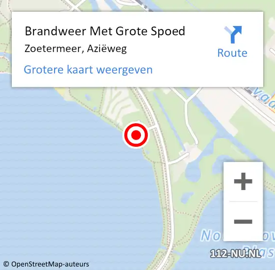 Locatie op kaart van de 112 melding: Brandweer Met Grote Spoed Naar Zoetermeer, Aziëweg op 9 februari 2024 11:10