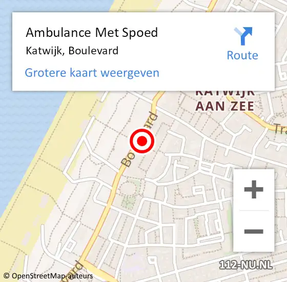 Locatie op kaart van de 112 melding: Ambulance Met Spoed Naar Katwijk, Boulevard op 9 februari 2024 11:12