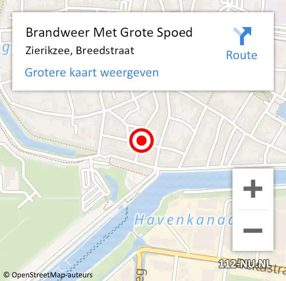 Locatie op kaart van de 112 melding: Brandweer Met Grote Spoed Naar Zierikzee, Breedstraat op 9 februari 2024 11:18