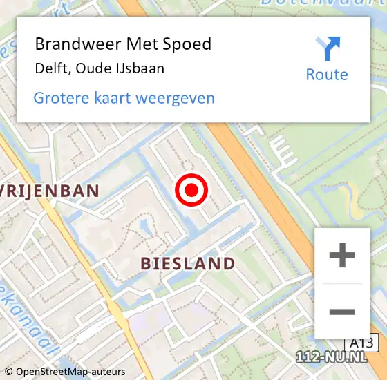 Locatie op kaart van de 112 melding: Brandweer Met Spoed Naar Delft, Oude IJsbaan op 9 februari 2024 11:24