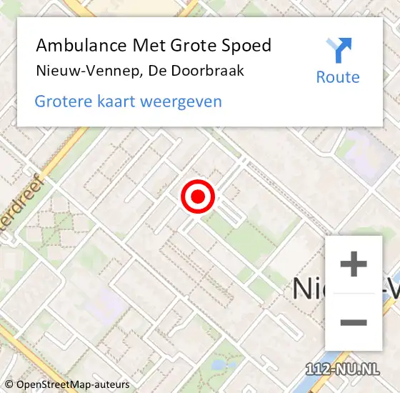 Locatie op kaart van de 112 melding: Ambulance Met Grote Spoed Naar Nieuw-Vennep, De Doorbraak op 9 februari 2024 11:42