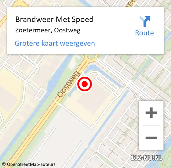 Locatie op kaart van de 112 melding: Brandweer Met Spoed Naar Zoetermeer, Oostweg op 9 februari 2024 11:43