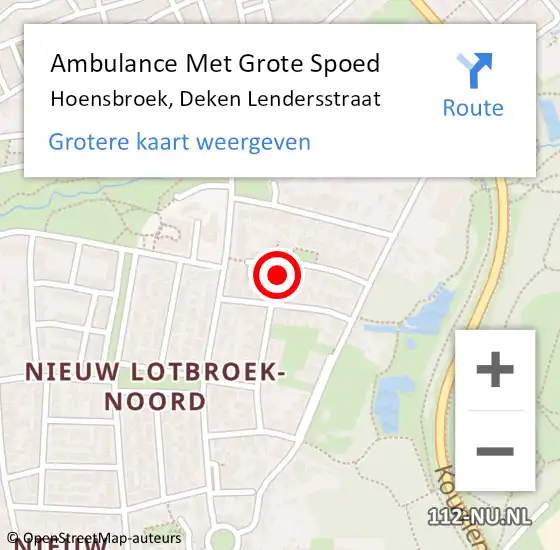 Locatie op kaart van de 112 melding: Ambulance Met Grote Spoed Naar Hoensbroek, Deken Lendersstraat op 25 september 2014 09:45