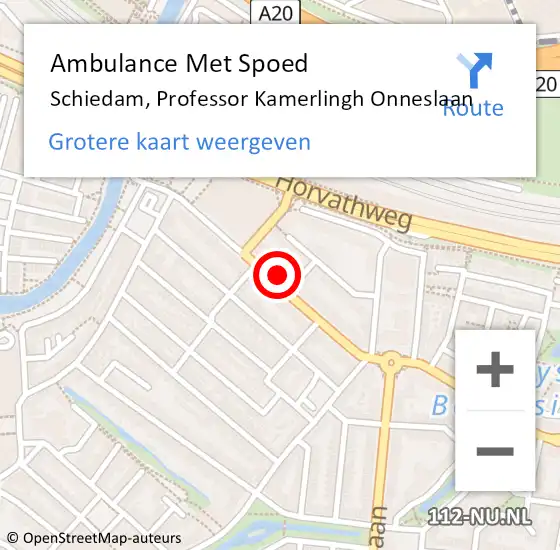 Locatie op kaart van de 112 melding: Ambulance Met Spoed Naar Schiedam, Professor Kamerlingh Onneslaan op 9 februari 2024 11:53
