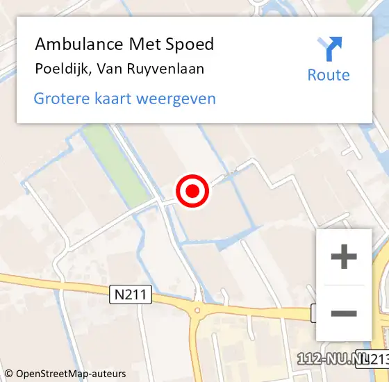 Locatie op kaart van de 112 melding: Ambulance Met Spoed Naar Poeldijk, Van Ruyvenlaan op 9 februari 2024 11:55