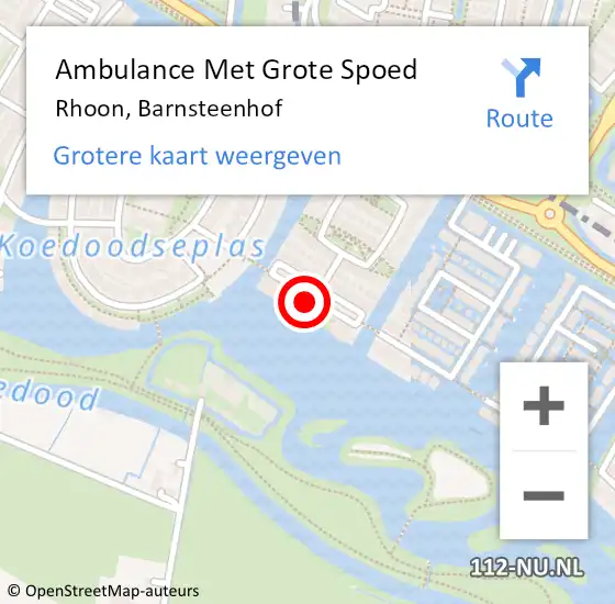 Locatie op kaart van de 112 melding: Ambulance Met Grote Spoed Naar Rhoon, Barnsteenhof op 9 februari 2024 12:00