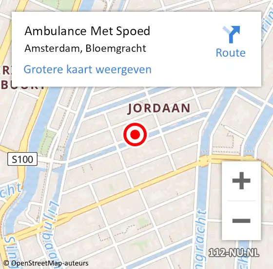 Locatie op kaart van de 112 melding: Ambulance Met Spoed Naar Amsterdam, Bloemgracht op 9 februari 2024 12:22
