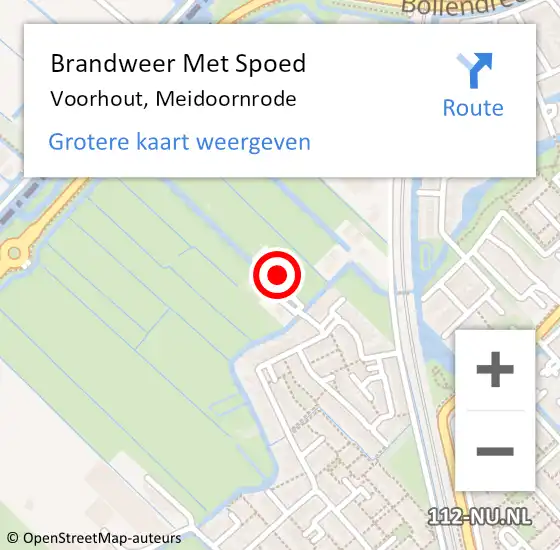 Locatie op kaart van de 112 melding: Brandweer Met Spoed Naar Voorhout, Meidoornrode op 9 februari 2024 12:25