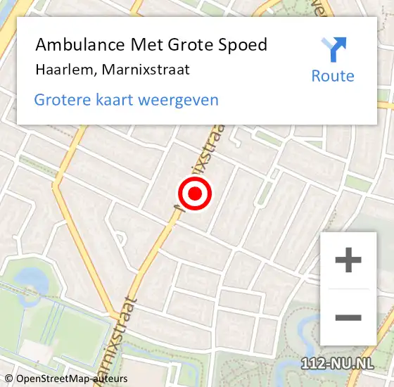 Locatie op kaart van de 112 melding: Ambulance Met Grote Spoed Naar Haarlem, Marnixstraat op 9 februari 2024 12:25